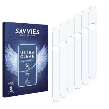 Face avant d’un emballage produit avec le logo de la marque Savvies. À côté se trouve la protection d’écran correspondante.