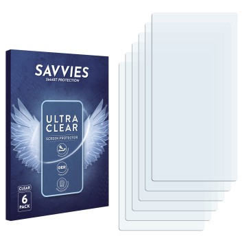 Parte frontale di una confezione del prodotto con il logo del marchio Savvies. Accanto si trova la protezione per lo schermo c