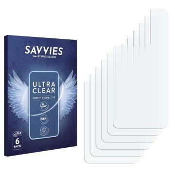 Vorderseite einer Produktverpackung mit dem Markenlogo Savvies. Daneben ist der zugehörige Displayschutz.