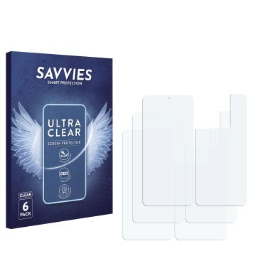 Vorderseite einer Produktverpackung mit dem Markenlogo Savvies. Daneben ist der zugehörige Displayschutz.