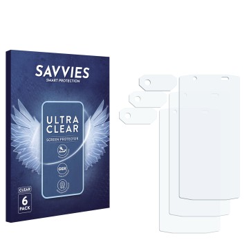 Front side of a product packaging with the brand logo Savvies. Next to it is the corresponding screen protector.
