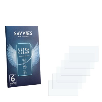 Parte frontale di una confezione del prodotto con il logo del marchio Savvies. Accanto si trova la protezione per lo schermo c