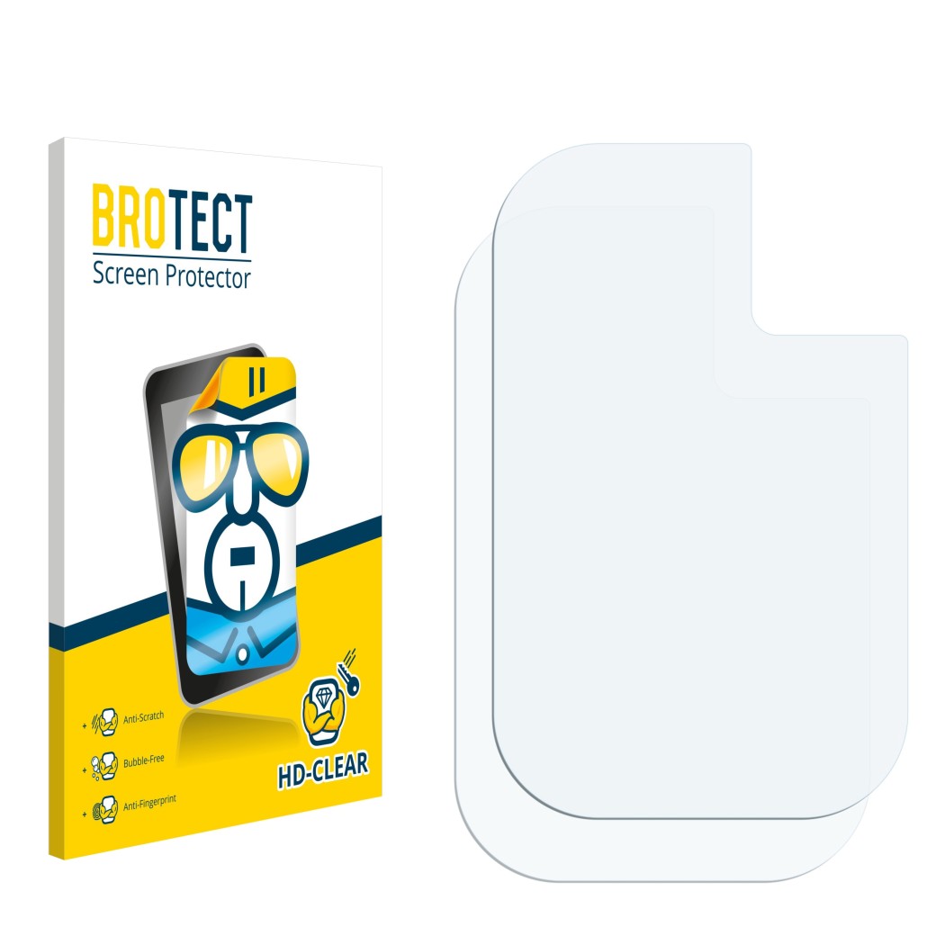 Face avant d’un emballage produit avec le logo de la marque BROTECT. À côté se trouve la protection d’écran correspondante.