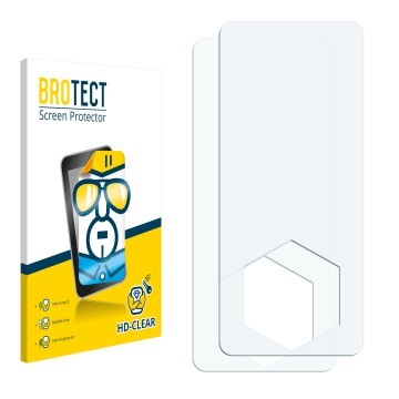 Parte frontal de un envase de producto con el logotipo de la marca BROTECT. Al lado está el protector de pantalla correspondie