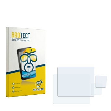 Parte frontal de un envase de producto con el logotipo de la marca BROTECT. Al lado está el protector de pantalla correspondie