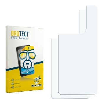 Parte frontal de un envase de producto con el logotipo de la marca BROTECT. Al lado está el protector de pantalla correspondie