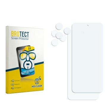 Parte frontal de un envase de producto con el logotipo de la marca BROTECT. Al lado está el protector de pantalla correspondie