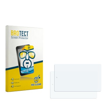 Parte frontal de un envase de producto con el logotipo de la marca BROTECT. Al lado está el protector de pantalla correspondie