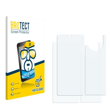 Parte frontal de un envase de producto con el logotipo de la marca BROTECT. Al lado está el protector de pantalla correspondie