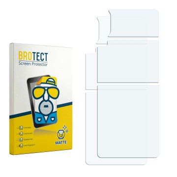 Parte frontal de un envase de producto con el logotipo de la marca BROTECT. Al lado está el protector de pantalla correspondie