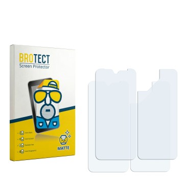 Parte frontal de un envase de producto con el logotipo de la marca BROTECT. Al lado está el protector de pantalla correspondie