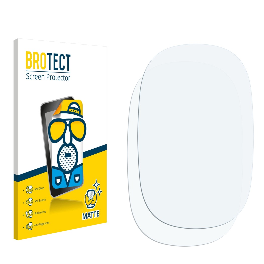 Parte frontal de un envase de producto con el logotipo de la marca BROTECT. Al lado está el protector de pantalla correspondie