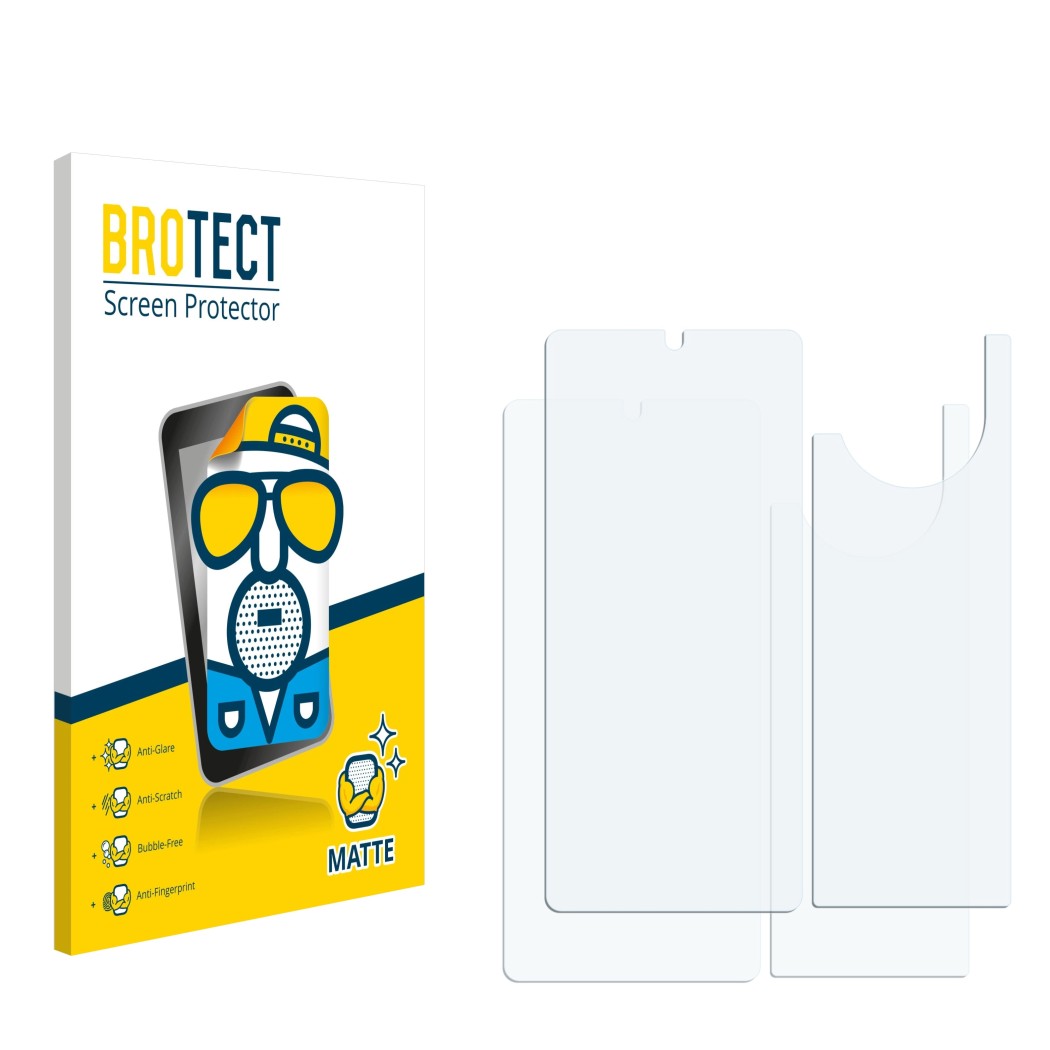 Front side of a product packaging with the brand logo BROTECT. Next to it is the corresponding screen protector.