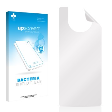 Face avant d’un emballage produit avec le logo de la marque upscreen. À côté se trouve la protection d’écran correspondante.