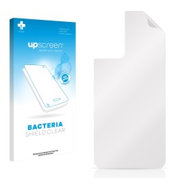 Parte frontal de un envase de producto con el logotipo de la marca upscreen. Al lado está el protector de pantalla correspondi