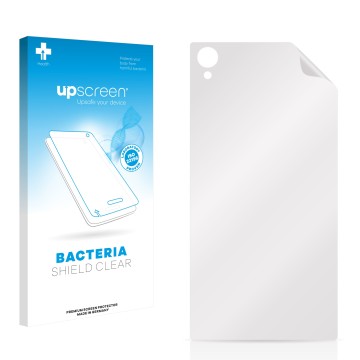 Face avant d’un emballage produit avec le logo de la marque upscreen. À côté se trouve la protection d’écran correspondante.