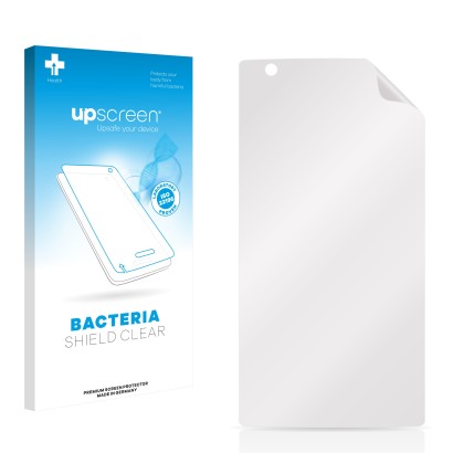 Face avant d’un emballage produit avec le logo de la marque upscreen. À côté se trouve la protection d’écran correspondante.