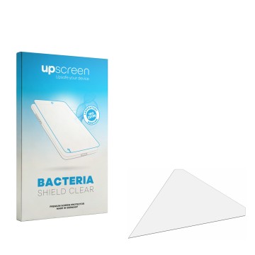 Vorderseite einer Produktverpackung mit dem Markenlogo upscreen. Daneben ist der zugehörige Displayschutz.