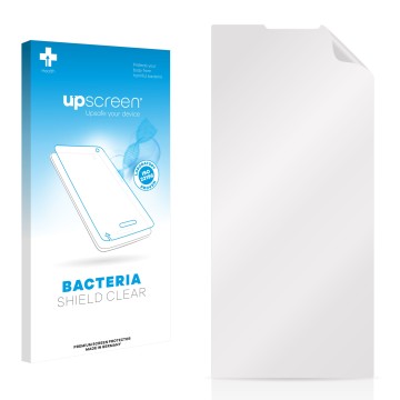 Face avant d’un emballage produit avec le logo de la marque upscreen. À côté se trouve la protection d’écran correspondante.