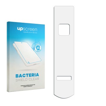 Face avant d’un emballage produit avec le logo de la marque upscreen. À côté se trouve la protection d’écran correspondante.