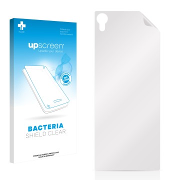 Face avant d’un emballage produit avec le logo de la marque upscreen. À côté se trouve la protection d’écran correspondante.