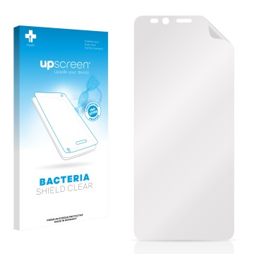 Front side of a product packaging with the brand logo upscreen. Next to it is the corresponding screen protector.