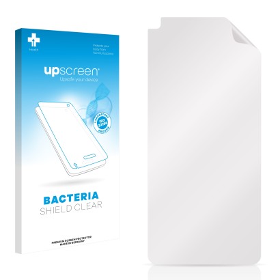 Face avant d’un emballage produit avec le logo de la marque upscreen. À côté se trouve la protection d’écran correspondante.