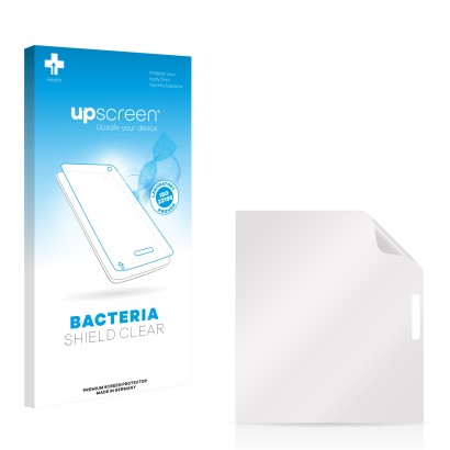 Face avant d’un emballage produit avec le logo de la marque upscreen. À côté se trouve la protection d’écran correspondante.