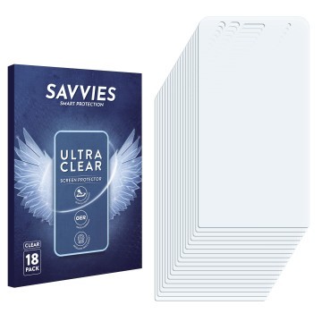 Parte frontal de un envase de producto con el logotipo de la marca Savvies. Al lado está el protector de pantalla correspondie