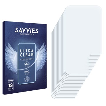 Face avant d’un emballage produit avec le logo de la marque Savvies. À côté se trouve la protection d’écran correspondante.