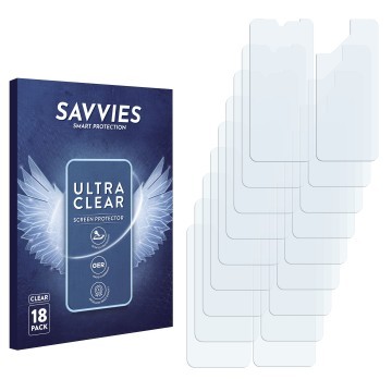 Vorderseite einer Produktverpackung mit dem Markenlogo Savvies. Daneben ist der zugehörige Displayschutz.