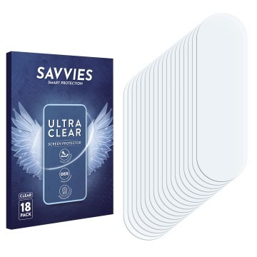 Parte frontal de un envase de producto con el logotipo de la marca Savvies. Al lado está el protector de pantalla correspondie