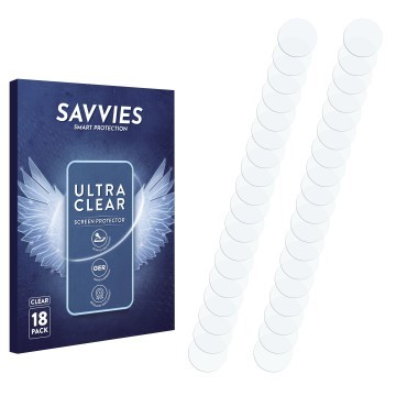 Vorderseite einer Produktverpackung mit dem Markenlogo Savvies. Daneben ist der zugehörige Displayschutz.