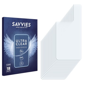 Vorderseite einer Produktverpackung mit dem Markenlogo Savvies. Daneben ist der zugehörige Displayschutz.