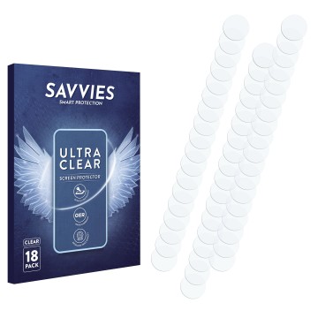 Parte frontale di una confezione del prodotto con il logo del marchio Savvies. Accanto si trova la protezione per lo schermo c