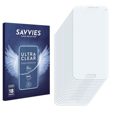 Vorderseite einer Produktverpackung mit dem Markenlogo Savvies. Daneben ist der zugehörige Displayschutz.