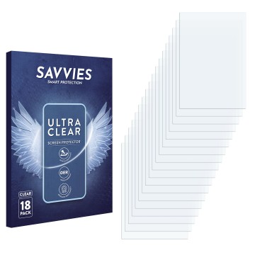 Parte frontal de un envase de producto con el logotipo de la marca Savvies. Al lado está el protector de pantalla correspondie