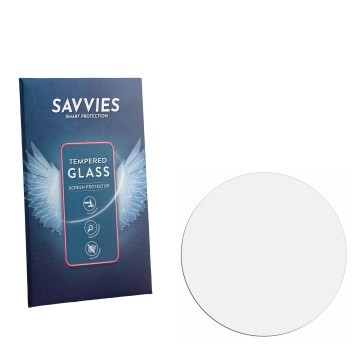 Face avant d’un emballage produit avec le logo de la marque Savvies. À côté se trouve la protection d’écran correspondante.