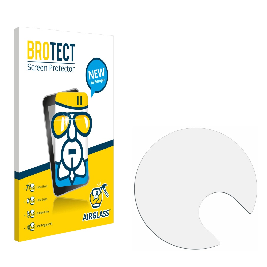 Parte frontale di una confezione del prodotto con il logo del marchio BROTECT. Accanto si trova la protezione per lo schermo c