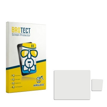 Parte frontal de un envase de producto con el logotipo de la marca BROTECT. Al lado está el protector de pantalla correspondie