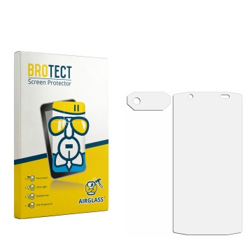 Front side of a product packaging with the brand logo BROTECT. Next to it is the corresponding screen protector.