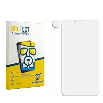 Parte frontal de un envase de producto con el logotipo de la marca BROTECT. Al lado está el protector de pantalla correspondie