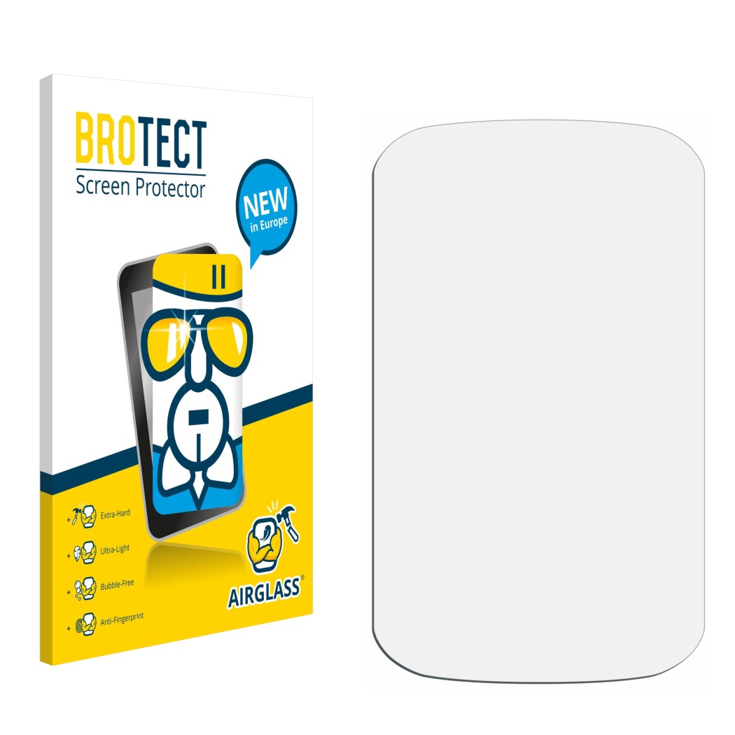 Parte frontal de un envase de producto con el logotipo de la marca BROTECT. Al lado está el protector de pantalla correspondie