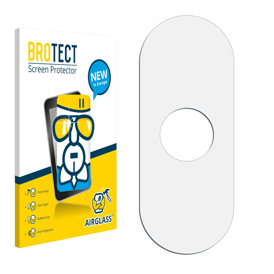 Front side of a product packaging with the brand logo BROTECT. Next to it is the corresponding screen protector.