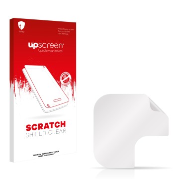 Front side of a product packaging with the brand logo upscreen. Next to it is the corresponding screen protector.