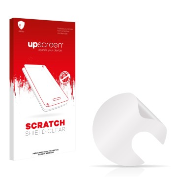 Vorderseite einer Produktverpackung mit dem Markenlogo upscreen. Daneben ist der zugehörige Displayschutz.