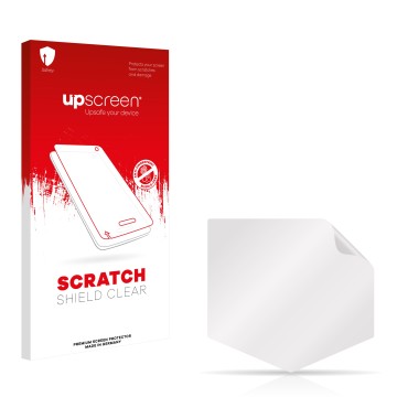 Parte frontale di una confezione del prodotto con il logo del marchio upscreen. Accanto si trova la protezione per lo schermo 