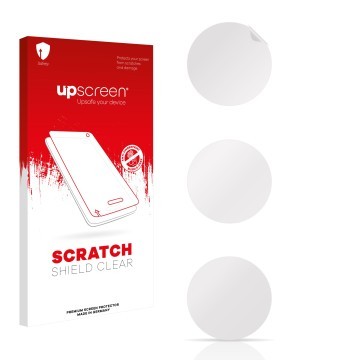 Parte frontale di una confezione del prodotto con il logo del marchio upscreen. Accanto si trova la protezione per lo schermo 