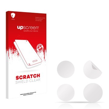 Parte frontale di una confezione del prodotto con il logo del marchio upscreen. Accanto si trova la protezione per lo schermo 
