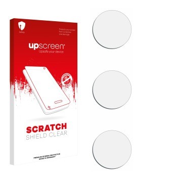 Parte frontale di una confezione del prodotto con il logo del marchio upscreen. Accanto si trova la protezione per lo schermo 